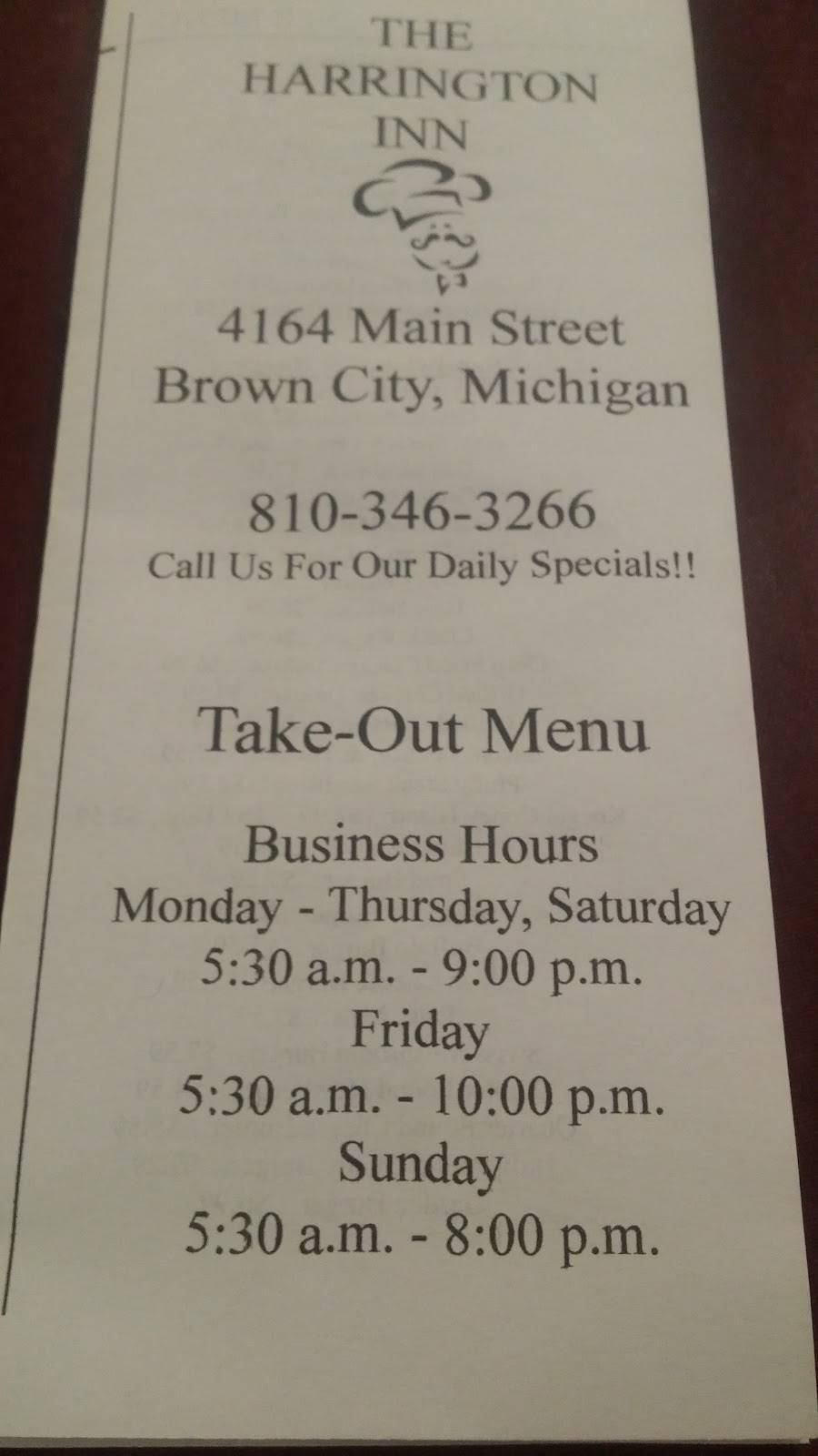Harrington Inn | restaurant | 4154 Main St, Brown City, MI 48416, USA | 8103463266 OR +1 810-346-3266